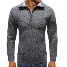 MoneRffi Sweater Men Jacket Solid Color Sweaters Knitwear Warm Sweatercoat Casual 1/4 Zip Stand Collar Pullovers Men Clothing