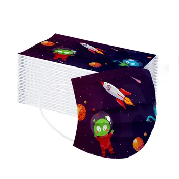 

10-100PC Face Masks Children's Cartoons Mask Disposable Face Mask Space Printed Windproof Foggy Haze Pollution 3Ply Ear Loop