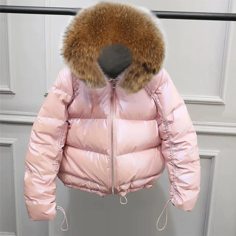 Зимняя женская куртка из натурального Лисьего меха, зимнее пальто для женщин из натурального меха енота, теплая Женская парка, зимняя куртка, женское водонепроницаемое пальто - Цвет: pink 2