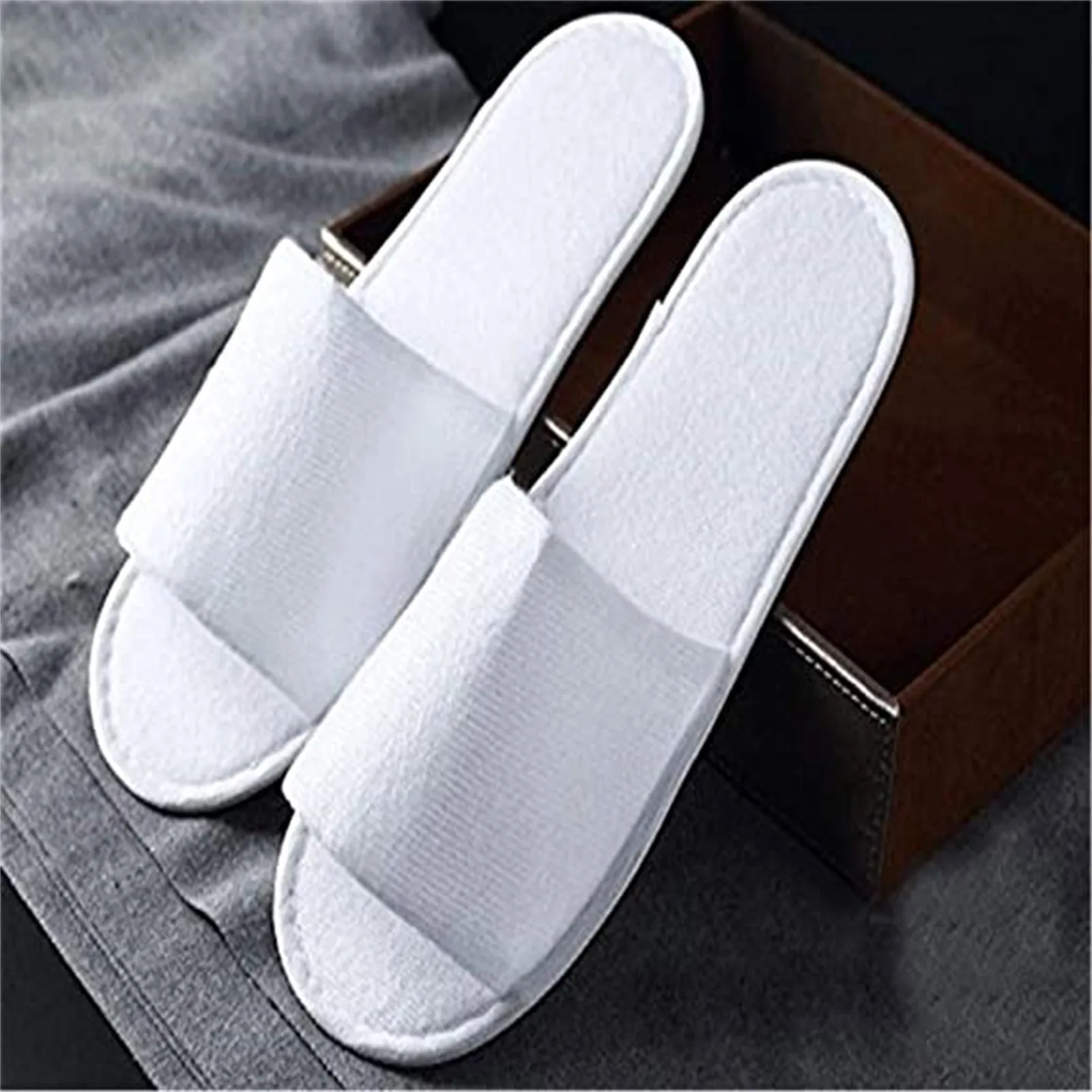 10 Pairs Spa Hotel Guest Slippers Open Toe Towelling Disposable Terry