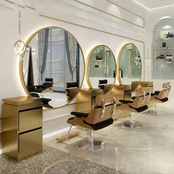 

1pc Big size salon mirror customized led light hairdressing styling station wall mounted beauty mirror