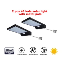 2/4pcs 48 LED Solar Light Outdoor Waterproof LED Lamp Security Lighting Wall Sconces with Mounting Pole for Barn Porch Garage se