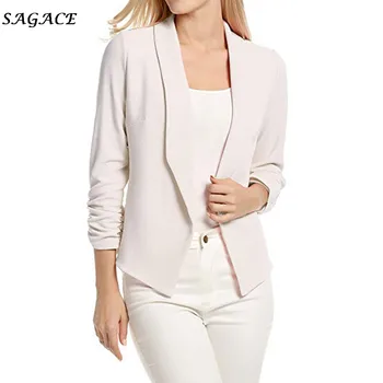 

Sagace Clothes Coats Women Fashion Warm Spring Solid 3/4 Sleeve Blazer Open Front Short Cardigan Suit Jacket Work Office Coat