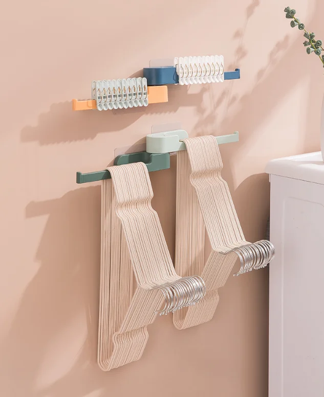 Balcony artifact free punching foldable clothes rail hook storage collector hanger storage organizer J05
