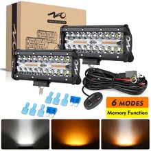 NAOEVO Led Light Bar 12v 24v Strobe 2 Color 6 Mode Spot Flood Fog LED Work Lamp For Auto Car Truck ATV 4x4 Off Road Accessories
