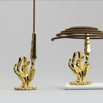

1Pc Gold-plated Mosquito Coil Incense Holder Buddha-hand Incense Burner Clip