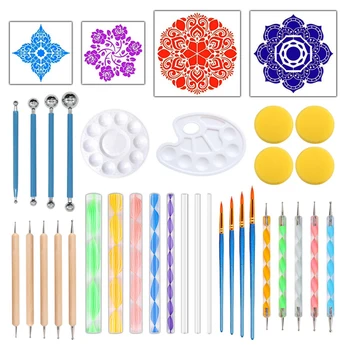 

36pcs Handwork Clay Painting Stencil Portable Art Pottery Embossing Stylus Mandala Multifunction Gift DIY Dotting Tool Set Craft