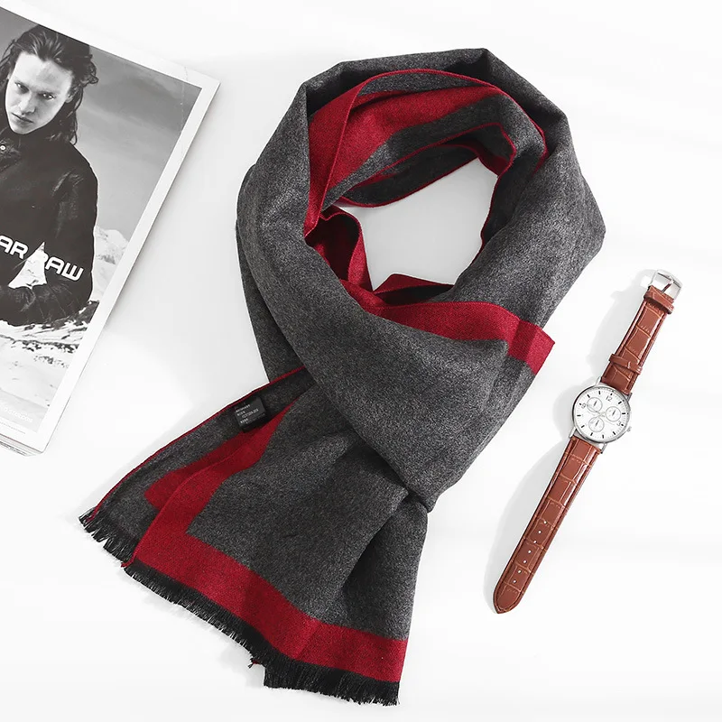 Новые Модные Качественные шарфы для мужчин осень зима толстый теплый кашемировый шарф деловые длинные шарфы для мальчиков Классическая шаль