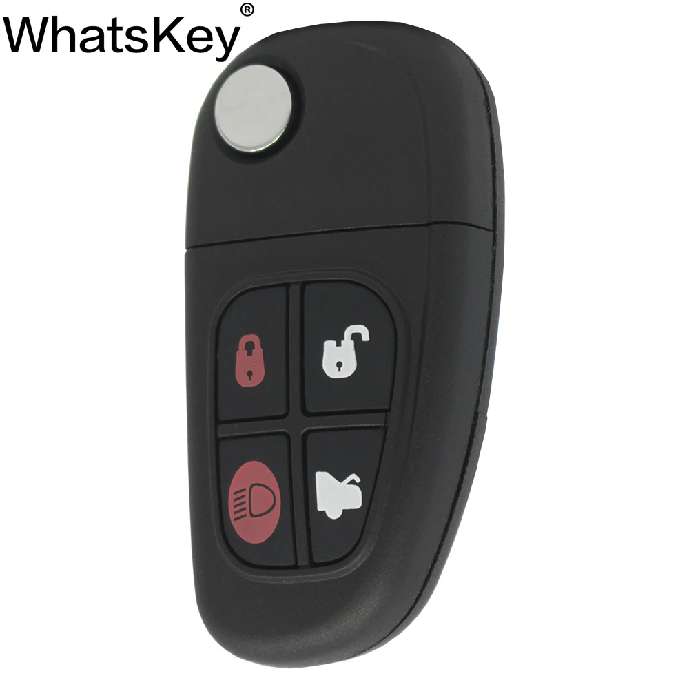 

WhatsKey 4 Button Flip Remote Car Key Shell Cover For Jaguar XJ8 XJ S-type X-Type 2002-2008 Replacement key Case With FO21 Blade