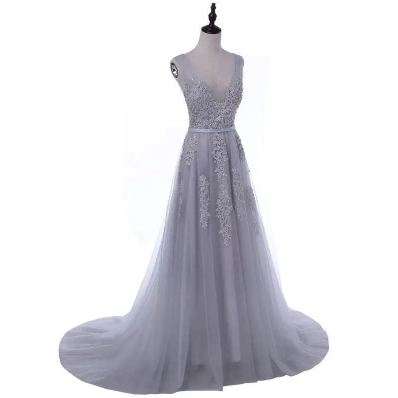 Vestido de festa, милое кружевное платье с v-образным вырезом, вечерние, сексуальные, с открытой спиной, с бусинами, с жемчугом, вечерние платья