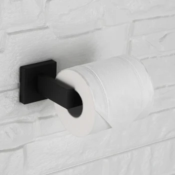 

Stainless Steel Wall Mounted Toilet Paper Holder Black Oil Square Base Bathroom Accessories Set