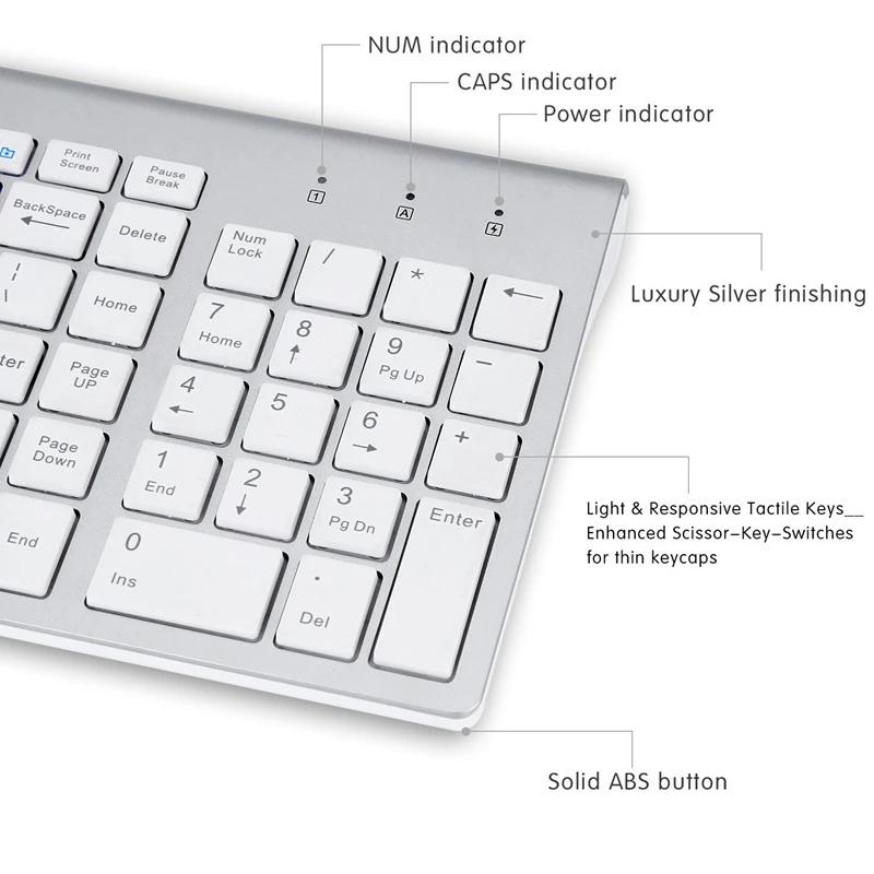 Wireless Ultra-Thin Mute 2.4GHz Thin Full Size Wireless Keyboard Mouse Combo Set for Computer, Laptop, Desktop, Notebook