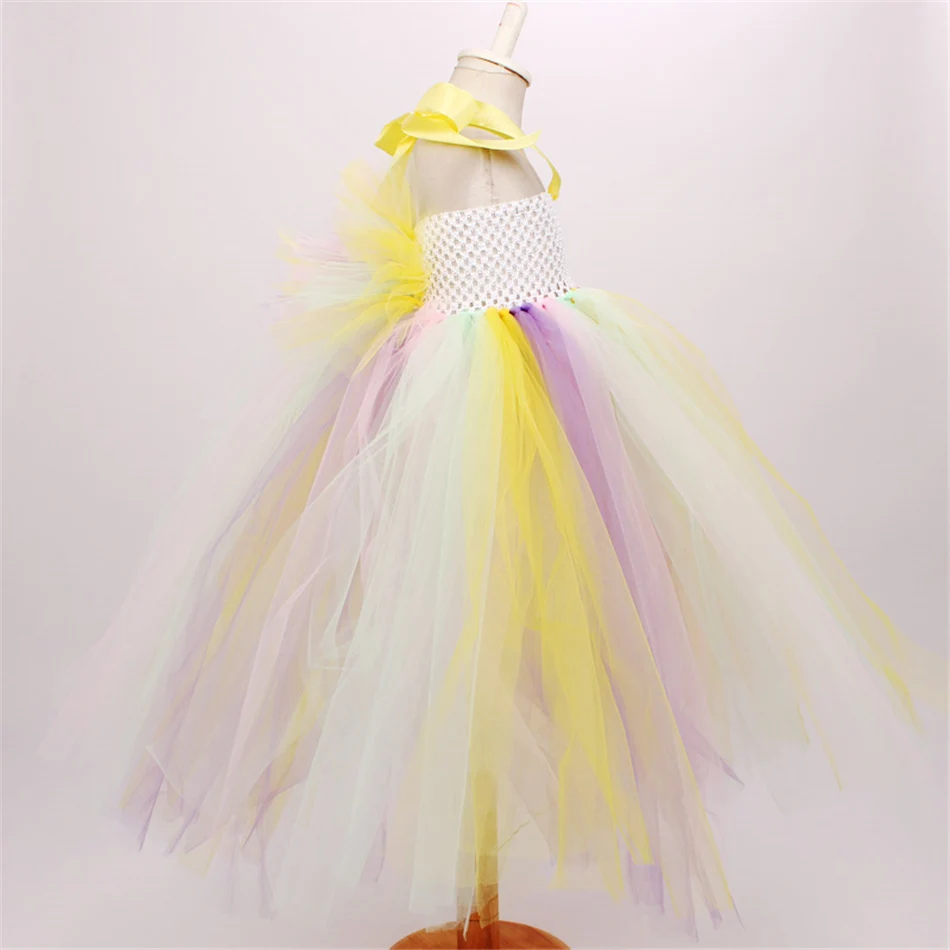 Pastel Unicorn Dresses For Girls Princess Wedding Dress Fluffy Tulle Kids Birthday Pageant Gown Toddler Evening Party Costume8