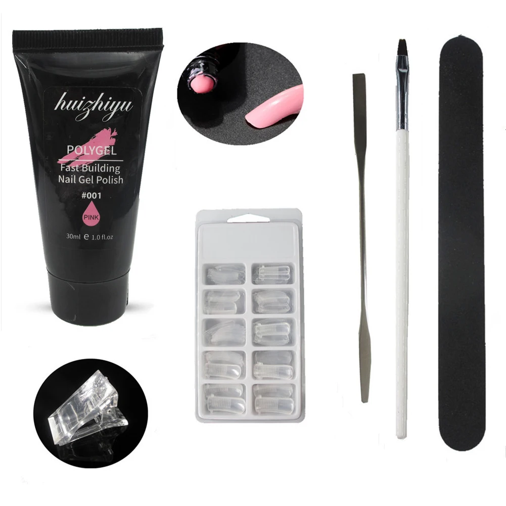 Quick Dry DIY Polishing Strip Poly Gel Set Glossy Art Long Lasting Slip Solution Soak Off Professional Nail Extension Manicure - Цвет: Розовый