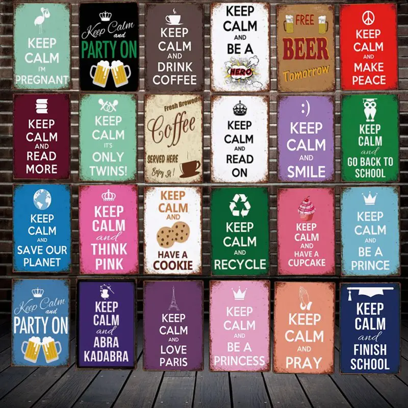 

[ WellCraft ] Keep Calm coffee Beer Princess Smile Cupcake Metal Tin Signs Posters Vintage Painting Funny Custom Decor LT-2035