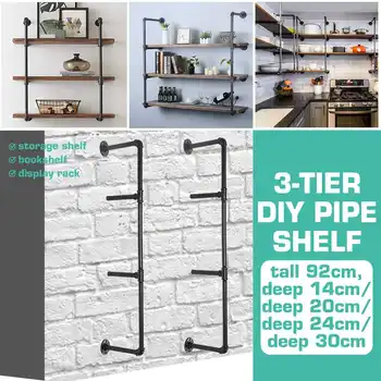 

2 PCS 4 Tier Shelf Industrial Furniture Wall Shelf Bracket Hanging Storage Shelves Iron Pipe Black DIY Pipe Shelves 2020 NEW