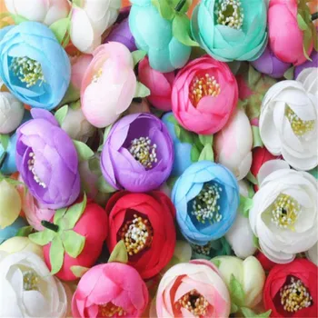 

100pcs/Lot Dia.1.77" Artificial Mini Camellia Flower Heads Simulation Rose for DIY Home Wedding Bridal Bouquet Wrist Flowers