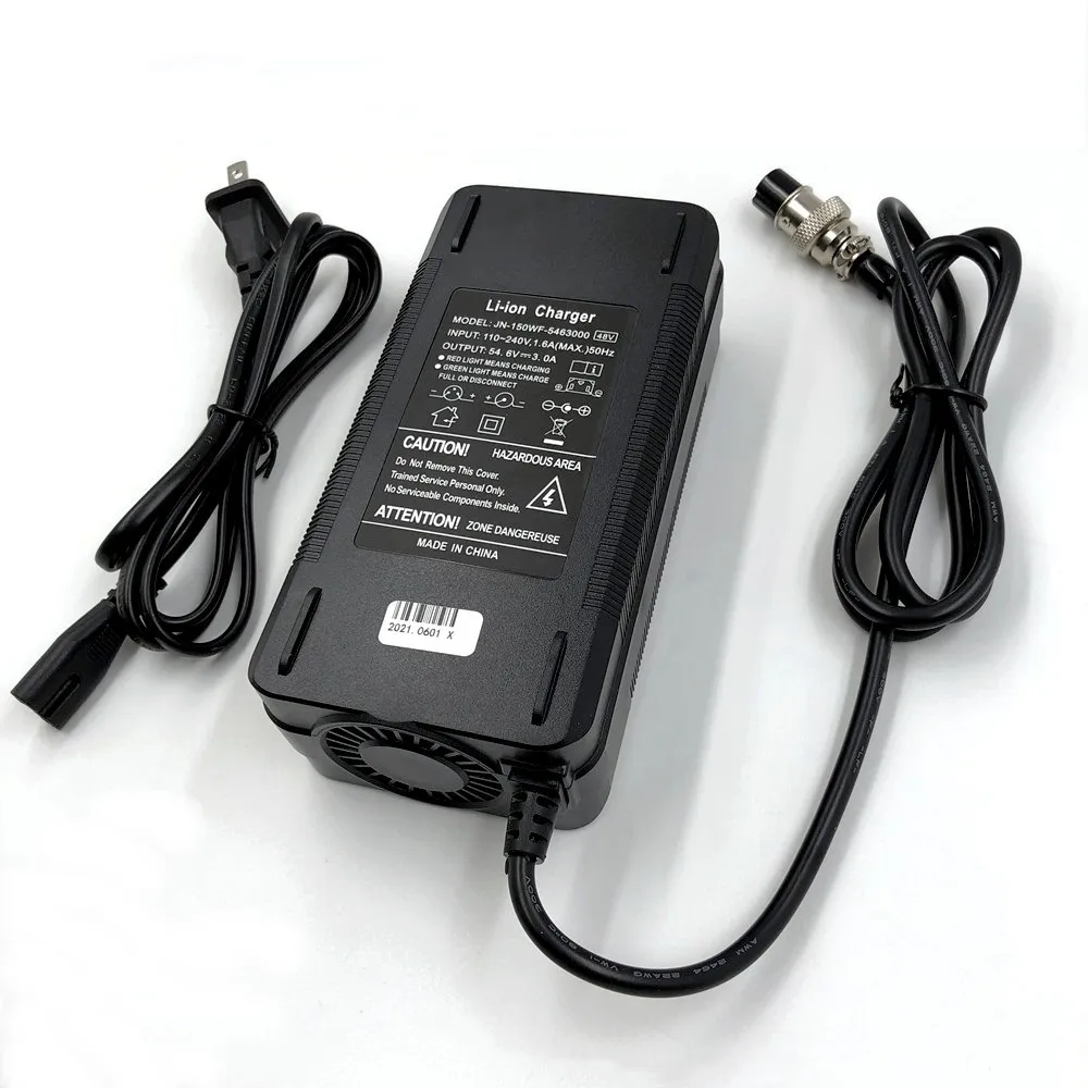 Electric Bike Battery Charger 42/54.6V Lithium Battery Charger for ebike with 3 XLR Plug Microphone Connector