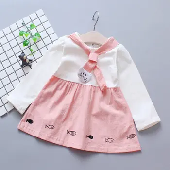 

Fashionable Baby Girls Round Collar Long Sleeve Princess Dress Spring Autumn Clothes