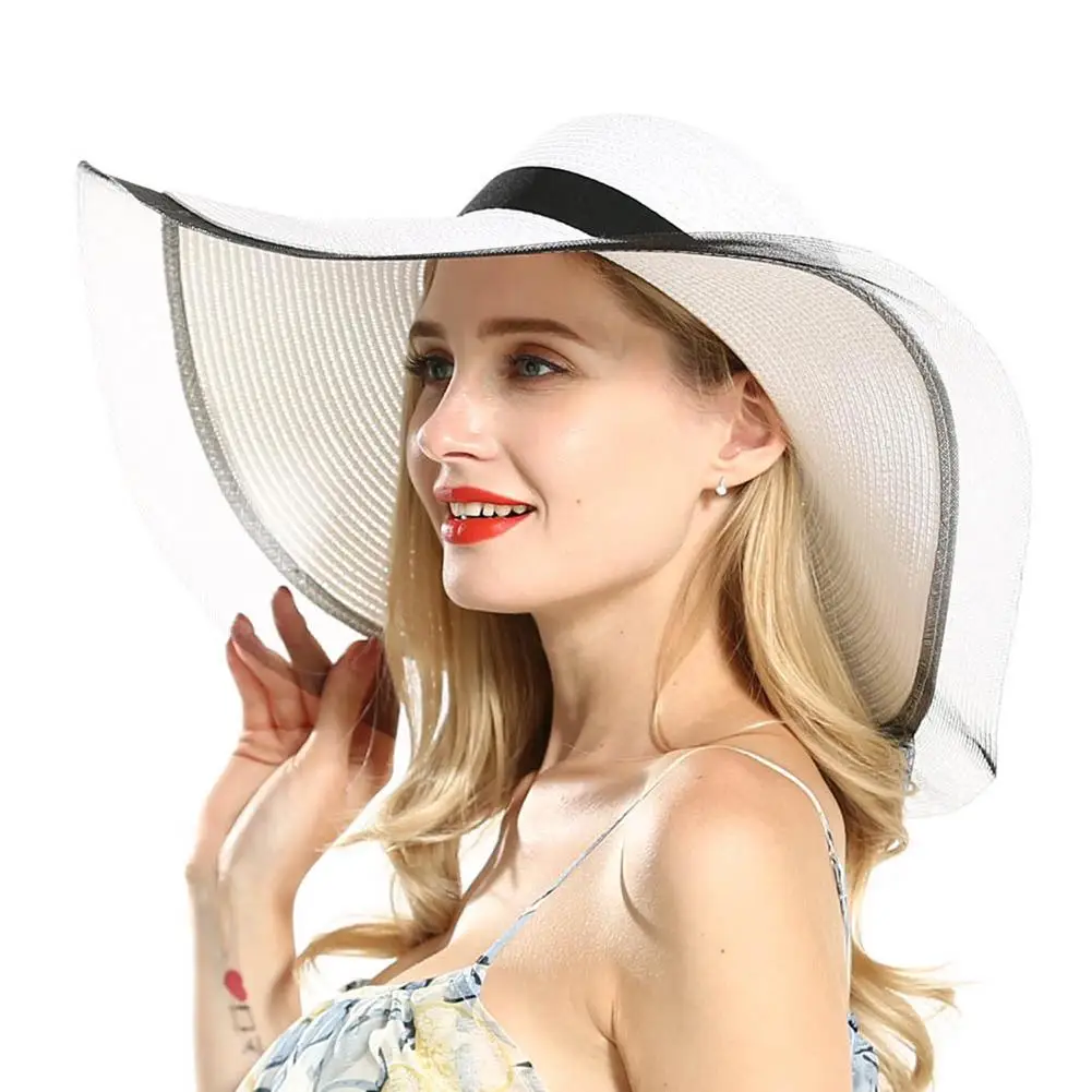 

Women Sun Hat Cap Large Floppy Edge Straw Hat UPF50 UV Protection Summer Foldable Hats For Outdoor Beach Beachwear Travel Party