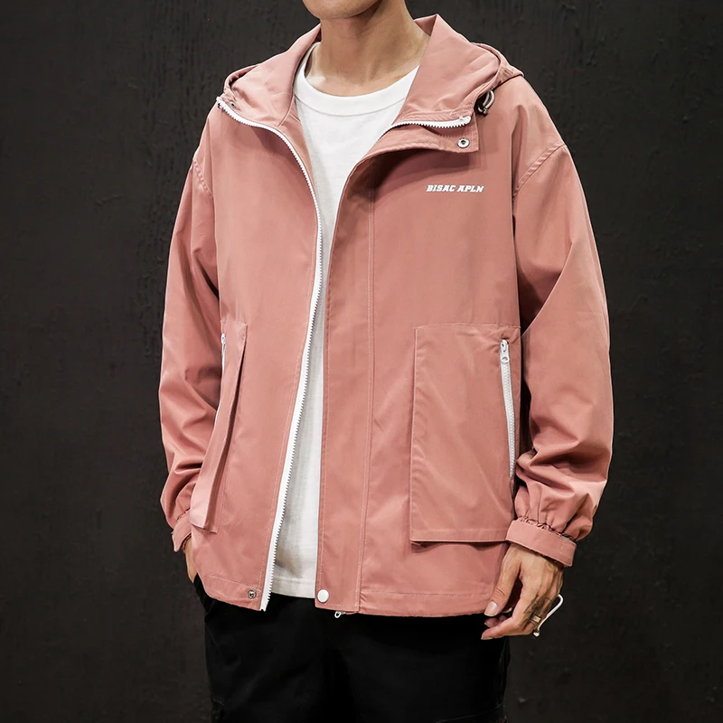 

2019 Autumn And Winter Men's New Casual Solid Color Pocket Decorative Zipper Hooded Jacket Loose Temperament Trend Cotton