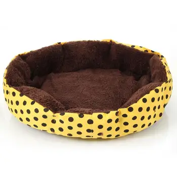 

40 X 30 X 11cm Pet Nest Puppy Cat Sofa Nice-looking Dot Pattern Octagonal Flannelette & Cotton Pet Bed Yellow Dogs Sleeping Bed