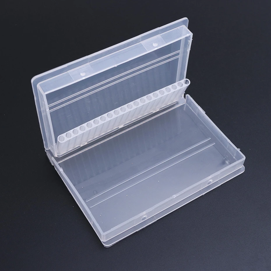 20 Holes Clear Plastic Nail Drill Bits Storage Box For Drill Holder Stand Mill Cutters Machine Accessories Manicure Tool LAA35-1