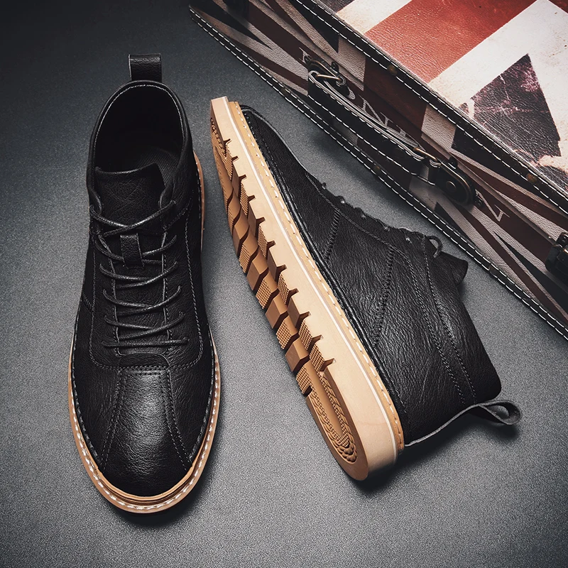 Модная Кожаная обувь Мужская в деловом стиле Зимняя мужская повседневная