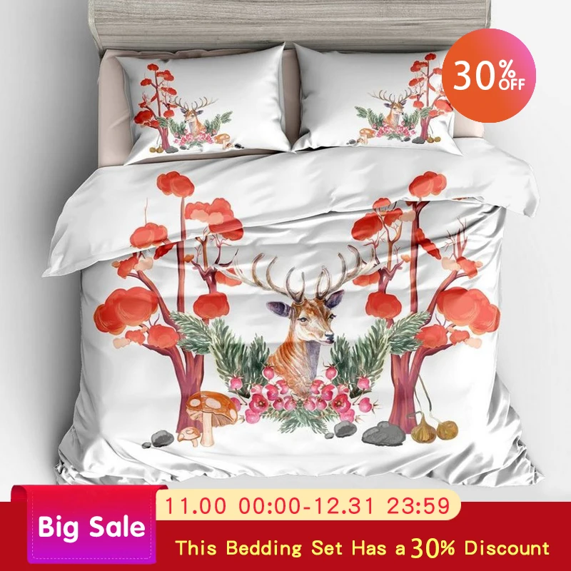 King size bedding set quilt cover letter feather home textile new comfortable home bedding Christmas elk bed set queen bed set