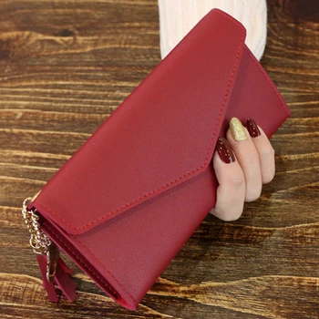 

Long Wallet Women Purses Tassel Fashion Coin Purse Card Holder Wallets Female High Quality Clutch Money Bag PU Leather Wallet