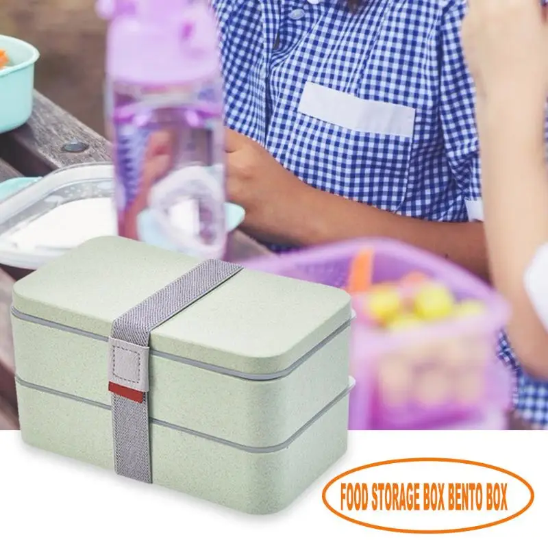 1200 мл 2 Слои Коробки для обедов микроволновая печь Еда хранения Bento чехол студенческой столовой блюдо с изображением пшеничного колоса соломенная шляпа Удобная посуда