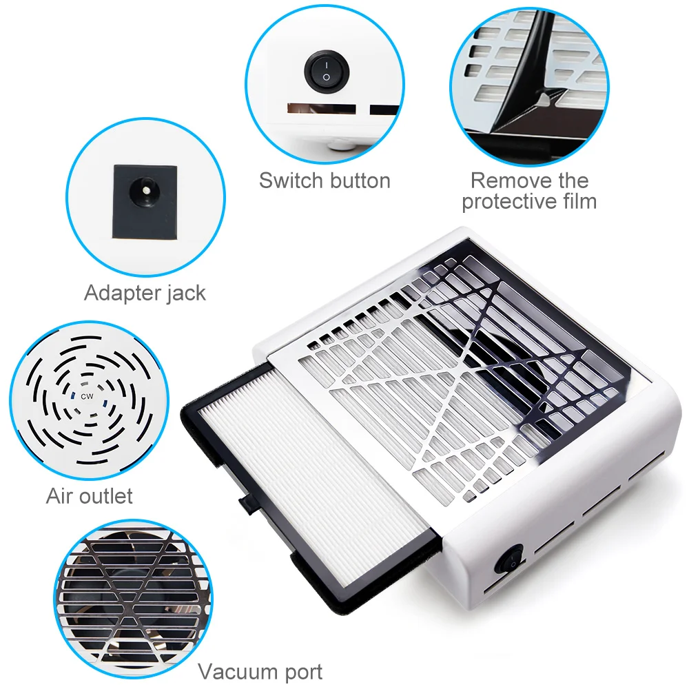  Nail Dust Collector Vacuum Cleaner Manicure Salon Nail Art Dust Suction Machine with Strong Power F