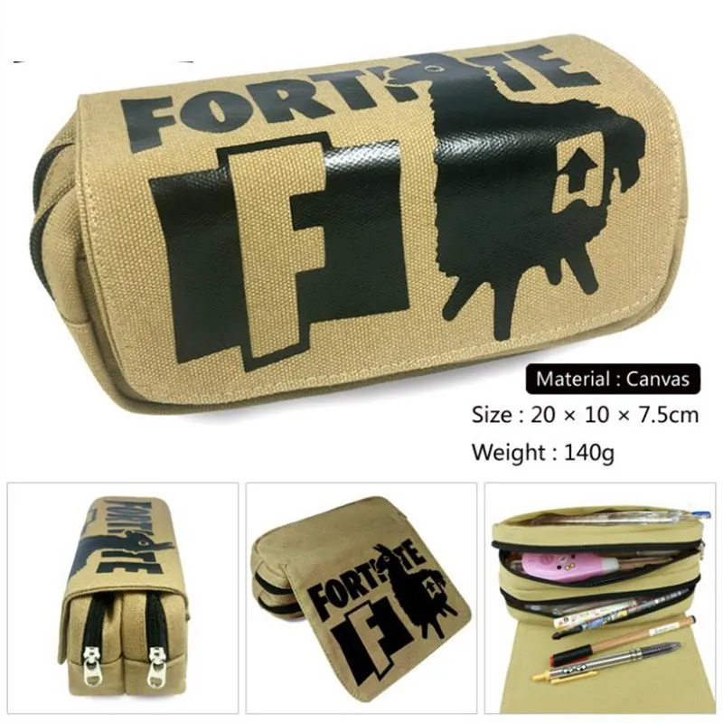 FOR- New fashion students PU printed canvas zipper pencil bag multi-function two layers of stationery pen boxes student supplies - Цвет: 18