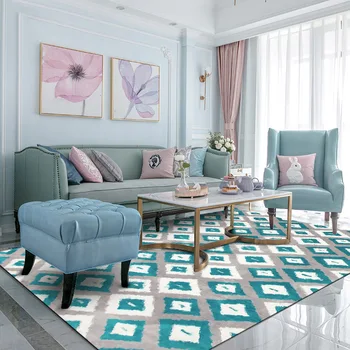 

Green Blue Geometric abstract living room carpet Nordic modern floor mat light luxury home coffee table rug Area Rug for Kidroom