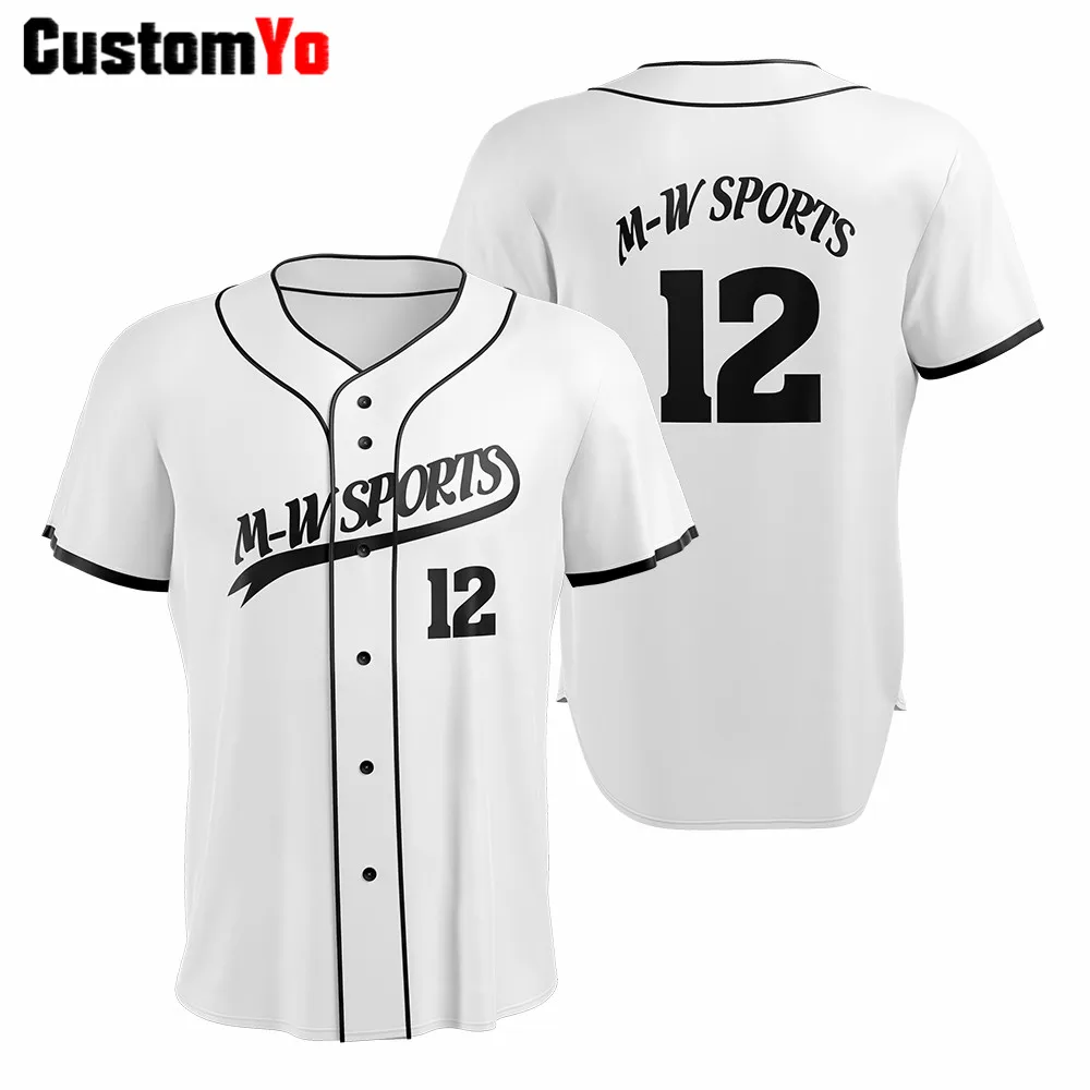 Дышащая бейсбольная командная рубашка дизайн мужские бейсбольные рубашки Заказные цветные сублимационные бейсбольные майки - Цвет: Белый