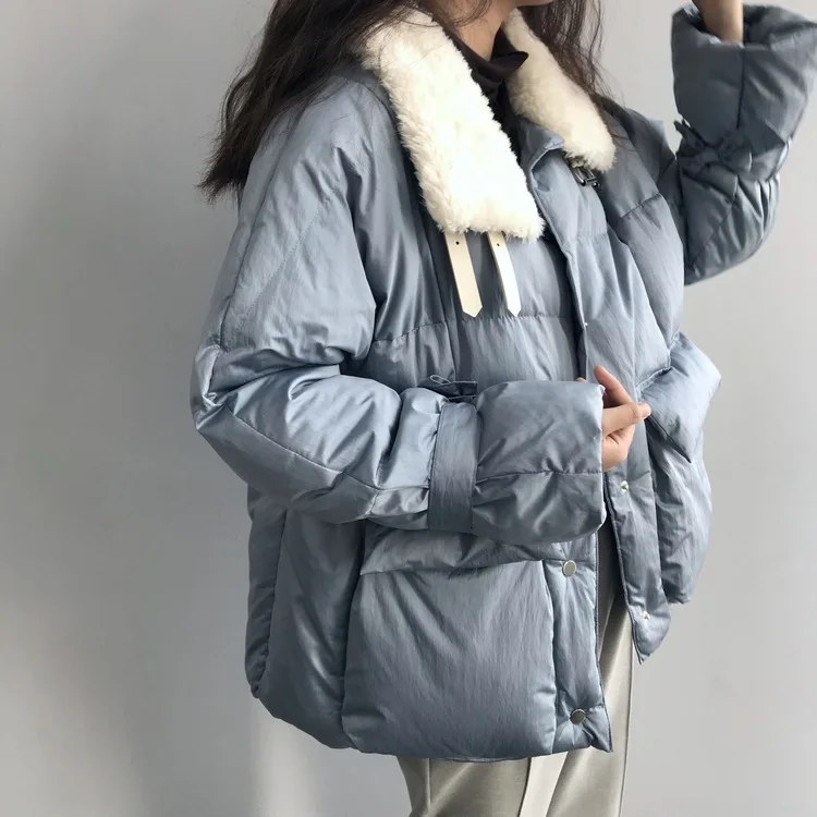 Winter New Thickened Solid Color Short ins Loose Bread Suit cotton-padded jacket Female