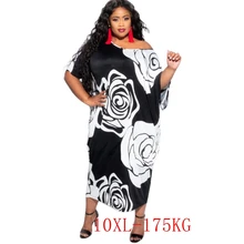 Aliexpress - New style plus size dress 6XL-10XL bust 170CM fashion women’s high stretch round neck bat sleeve printing casual straight dress