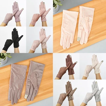 

Dot Sunscreen Gloves Touch Screen Breathable Wrist Ice silk Accessories Women Outdoor Full Finger Anti-UV Breathable Gloves