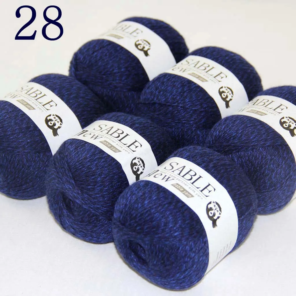 Chales de lana de ganchillo para mujer, bufandas de tejido a mano de Cachemira de color marino, súper y puro, 6x50gr, 243 28 6|Hilados| -