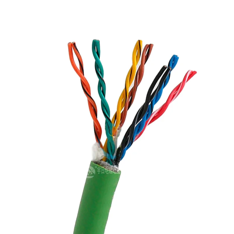 Кабель для передачи данных с цепью 14 сердечников 0.2м³ 24AWG Ультра высокая гибкая экранированная витая пара зеленый буксирный провод 1 м