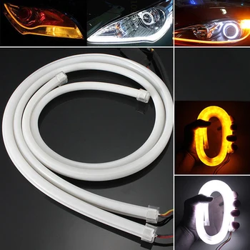 

2pc Flexible Car DRL Daytime Running Light Headlight Strip Turn Signal LED Flowing Bar