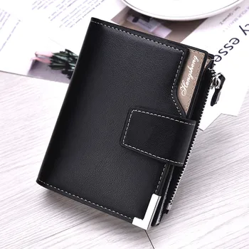 

2020 Men's wallet fashion polyester square business solid color vertical zipper buckle tri-fold wallet card bag purse кошелек
