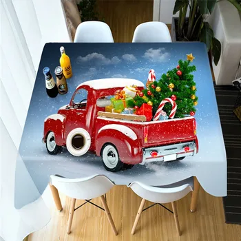 

Christmas Tablecloth Polyester Dustproof Table Cover X-mas Thanksgiving Dinner night view 3D Tablecloth Home Party Decor