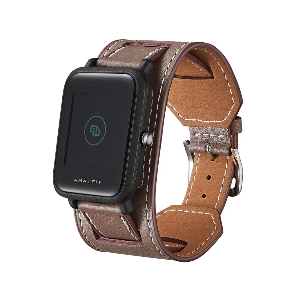 Coffee 20 мм ремешок из натуральной кожи ремешок для часов Amazfit Bip Lite/GTS/GTR 42 мм Модные Смарт-спортивные часы сменный аксессуар - Цвет ремешка: Coffee