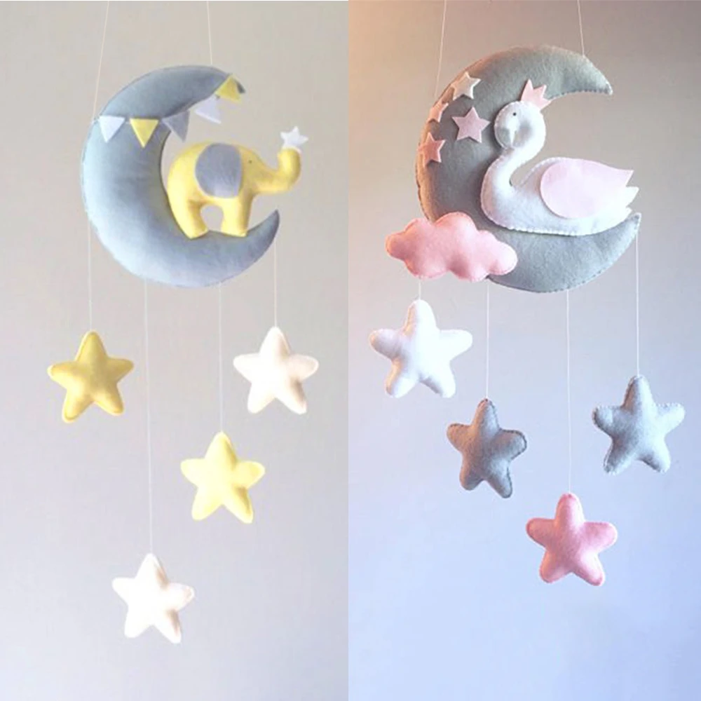 Baby Rattles Moon Swan Diy Mom Handmade Bed Bell Toy Rotating Crib Mobiles Holder Bed Wind Up Musical Box Animal Rattle Material Baby Rattles Mobiles Aliexpress