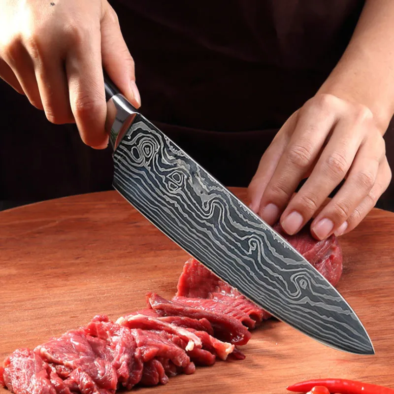 Высокое качество, профессиональные ножи шеф-повара, японский дамасский узор, нержавеющая сталь, нож для резки рыбы и мяса, нож для нарезки овощей