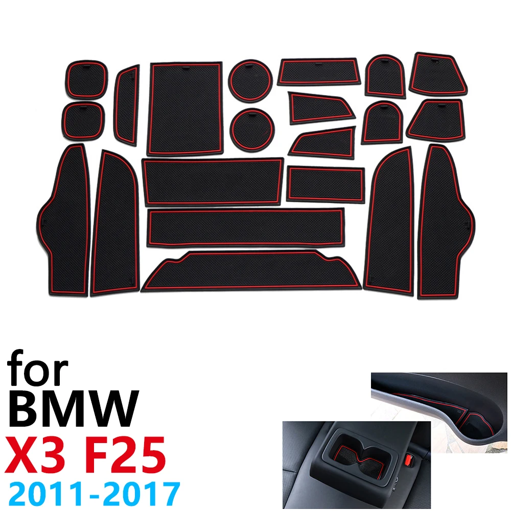 Противоскользящий резиновый коврик для дверных чашек для BMW X3 F25 2011~, аксессуары, автомобильные наклейки, коврик для телефона 2012 2013