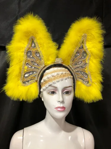 yellow Custome Samba Танцевальный сценический костюм Страусиные волосы спина открытие перо головной убор Карнавал Танцы Аксессуары Головные уборы - Цвет: yellow