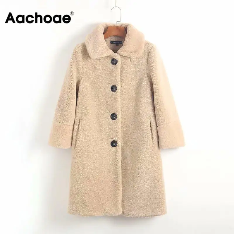 Women Faux Fur Coat Winter Warm Long Teddy Coat Fashion Long Parka Lamb Fur Jacket Female Casual Outwear