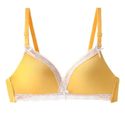 Yellow No Panties Бесшовные бюстгальтеры для женщин, маленькие груди, пуш-ап, сексуальный кружевной бюстгальтер, комплекты нижнего белья, бюстгальтер и трусики, набор, беспроводное зеленое нижнее белье, бюстгальтер - Цвет: Yellow No Panties